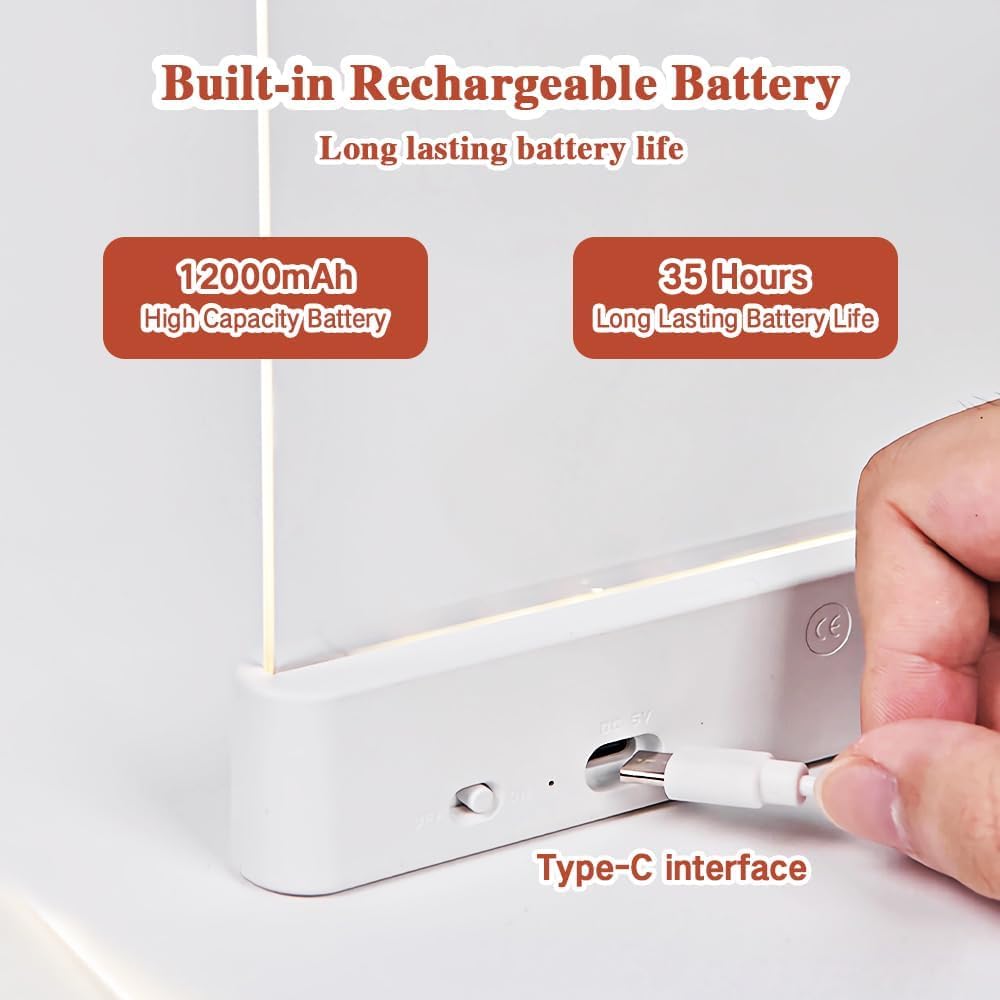 xolvun Smart Reading Light, 2026 Upgrade Rechargeable Clear LED Flat Book Light with 3 Colors & Timer, Book Page Light with Brightness Adjustment