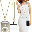 TiMOVO Phone Chain Crossbody, Universal Phone Lanyard with 1× Metal Strap, 1× Wrist Strap, 2× Pads, Crossbody Chain Compatible with Most Smartphones