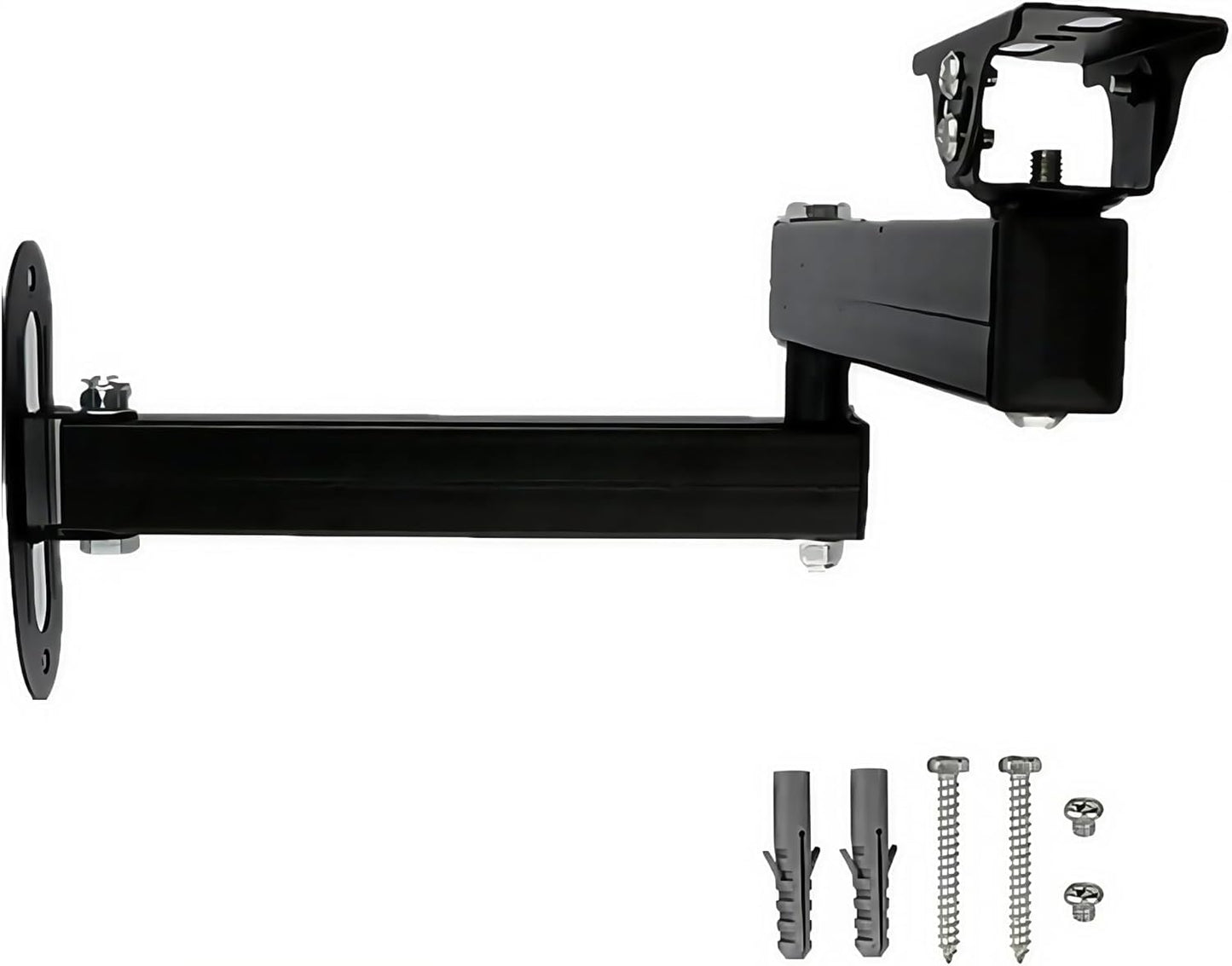 Long Arm Security Camera Bracket | 180° Rotatable Corner Mount |Metal Wall Mount for CCTV Surveillance Camera| Black Spray Paint Finish (5.9"+7.87"