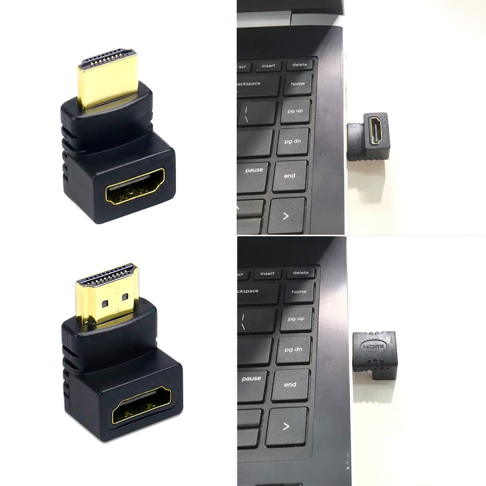 6Pack 3D and 4K HDMI Angled Adapter Combo 2 Pcs 90 and 270 Degree 4 Pcs Vertical Flat Left and Right 90 Degree Male to Female HDMI Adapter TV