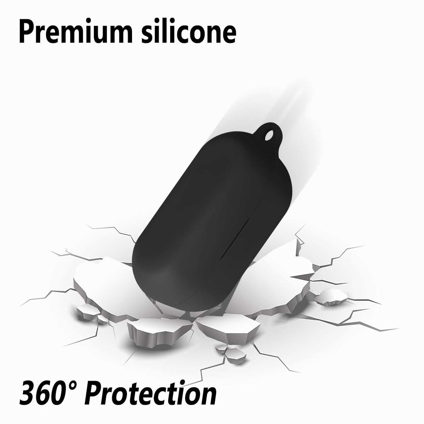 Geiomoo Silicone Case for Technics EAH-AZ100-K, EAH-AZ100-S, Soft Flexible Scratch Resistant Protective Cover with Carabiner (Black)