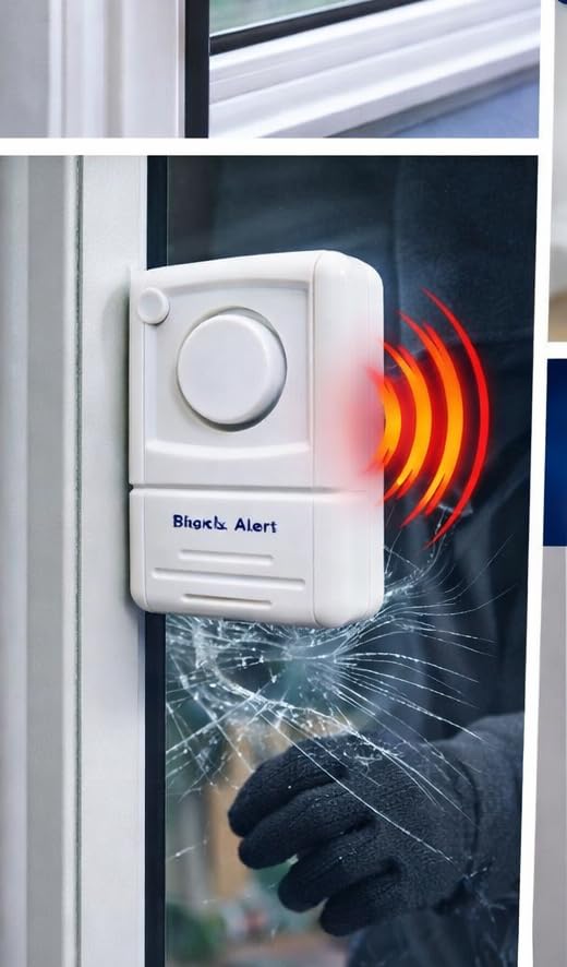 120dB Window or Door Alarm Vibration Security Emergency Burglar Wireless Shock Detection, Home Security, Safety, Apartment, Condo, Dorm, House, Easy