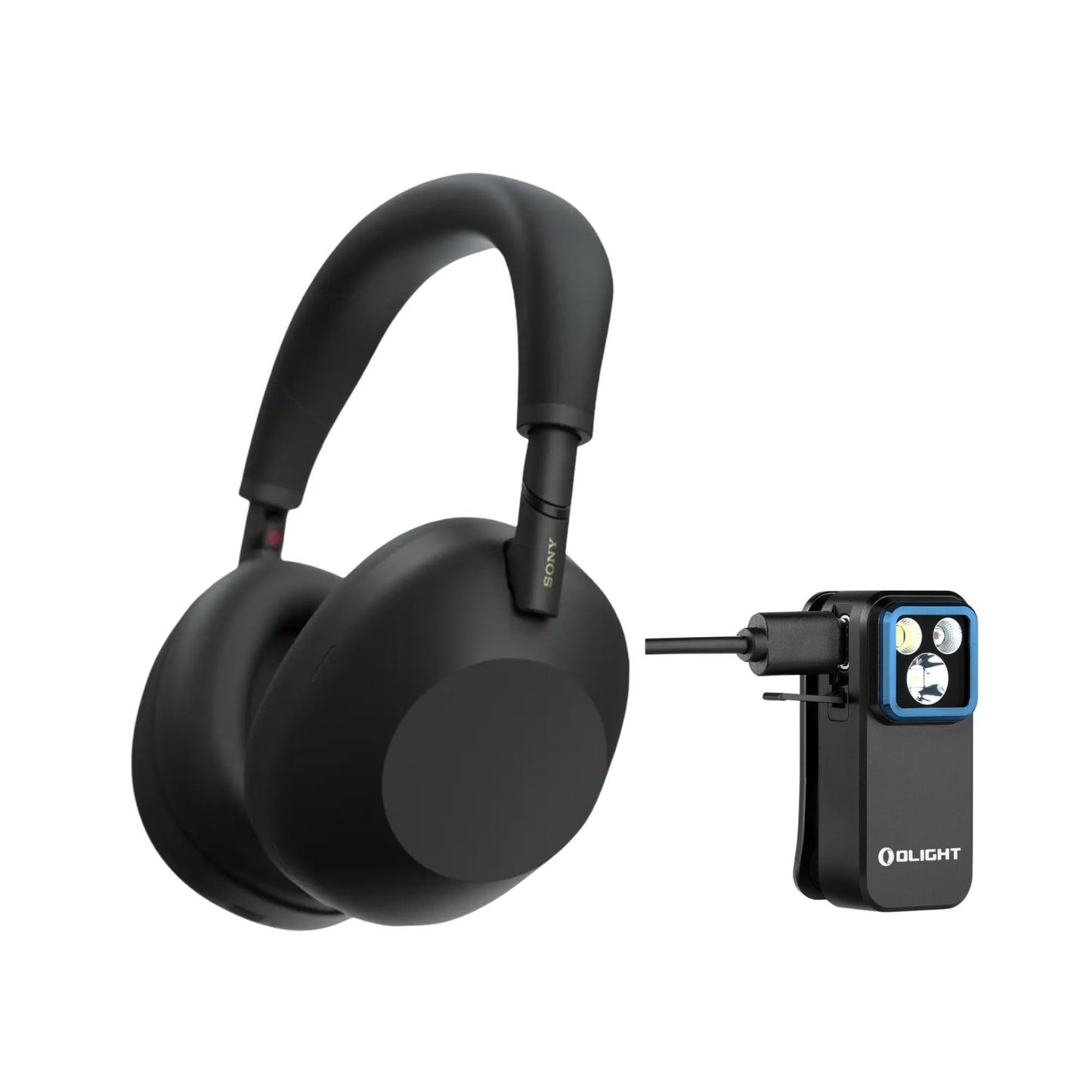 Sony WH-1000XM6 Wireless Noise-Canceling Headphones (Black) Bundle with Rechargeable Clip-On Light (2 Items)