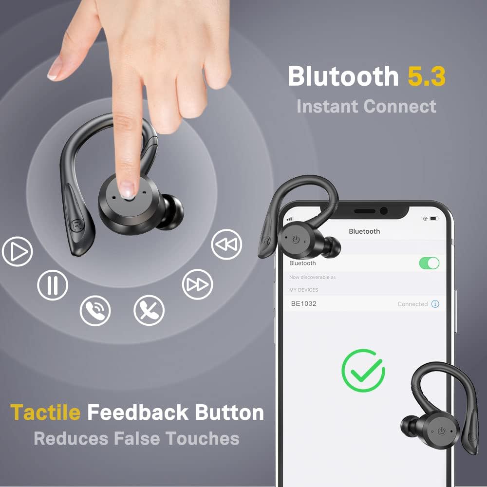 APEKX Bluetooth Headphones True Wireless Earbuds with Charging Case IPX7 Waterproof Stereo Sound Earphones Built-in Mic in-Ear Headsets Deep Bass