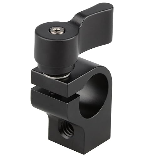 CAMVATE 15mm Single Rod Clamp with Two 1/4"-20 Screw Hole for Camera DSLR Rail System(Black) - 1440