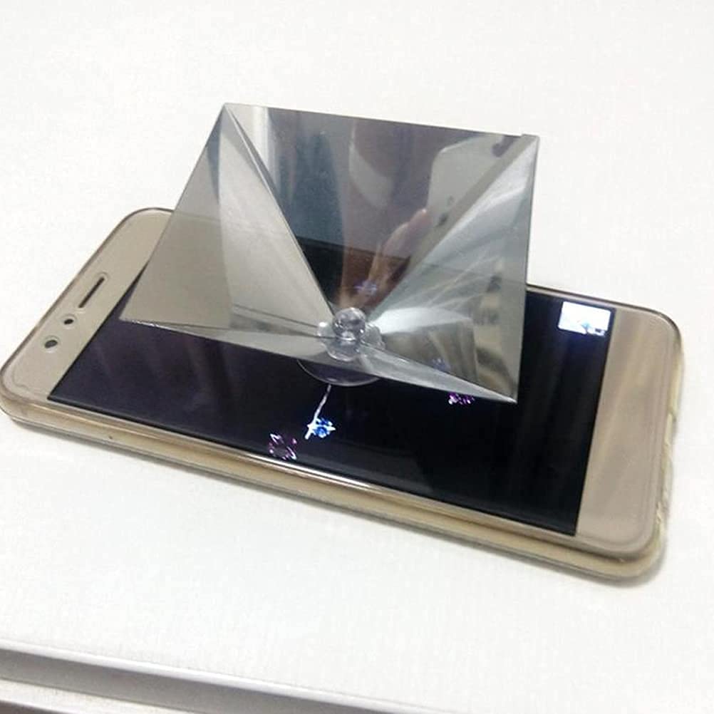 1 Piece 3D Hologram Display Pyramid 3D Hologram Projector Video Pyramid Stand for Smart Mobile Phone, Product Display, Animated Characters, Personal