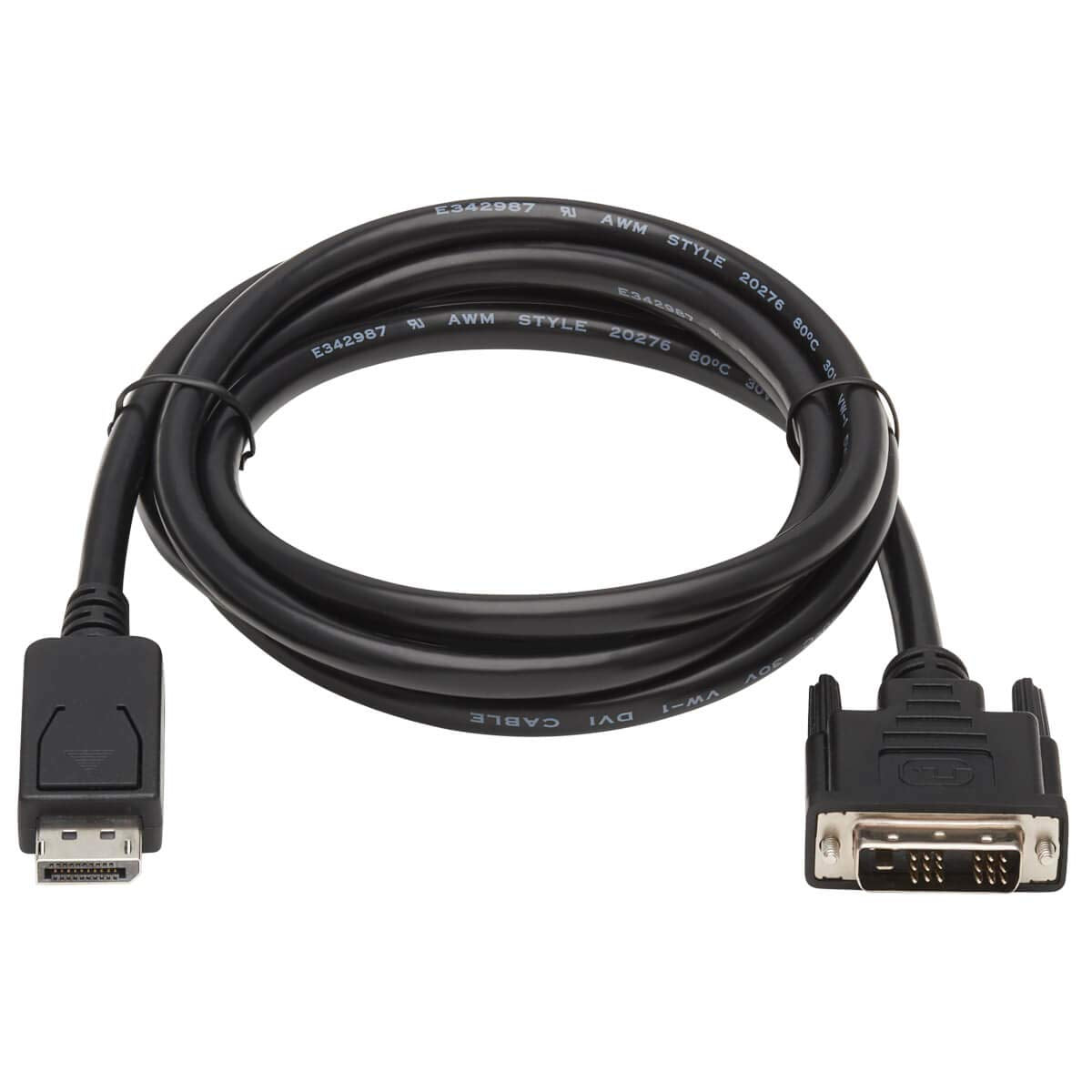 TRIPP LITE Safe-IT DisplayPort to DVI Cable, DP to DVI-D Single Link Adapter (M/M), 6 Feet / 1.8 Meters, Limited Life Manufacturer's Warranty