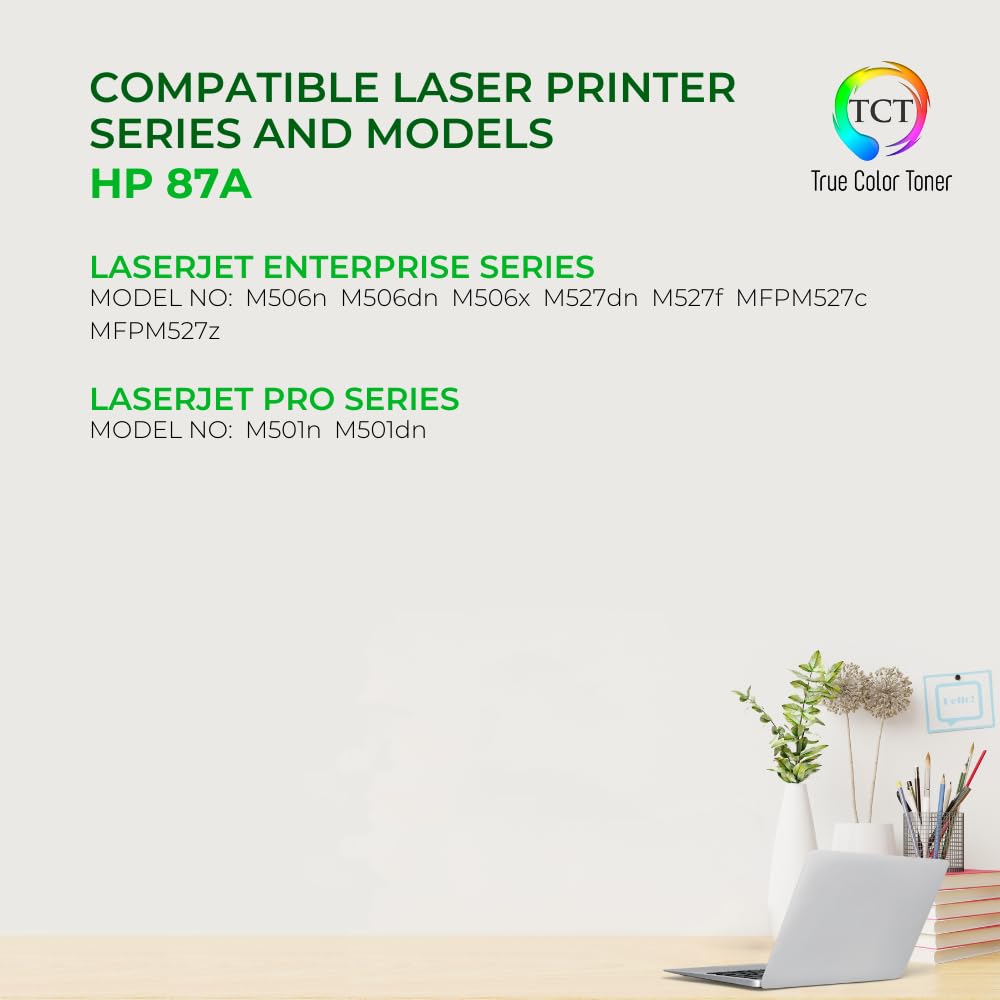 TCT 87A Toner Cartridge 2 Pack - Compatible Replacement for HP 87A CF287A Black Works with HP LaserJet Enterprise M506 M506N M506X M506DN, MFP M527
