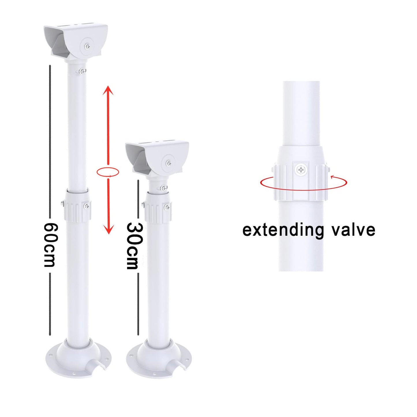 V-Fiabilidad Security Camera Mounting Bracket Extender Pole I-Type,30-60cm Telescopic Adjustable Ceiling Mount Bracket for CCTV IP Camera