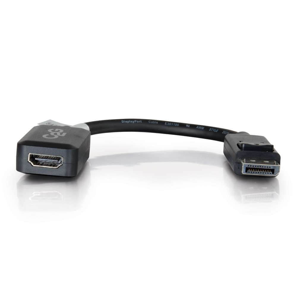C2G Legrand DisplayPort to HDMI, Male to Female Displayport Cable, Black DisplayPort Cable, 8 Inch Digital Display Cable, 1 Count, C2G 54322