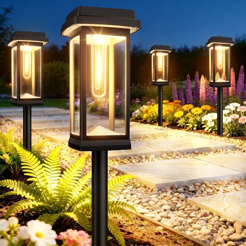 Solar Pathway Lights Outdoor, 8 Pack Upgraded Solar Garden Lights Solar Powered, Solar Lights Outdoor Waterproof IP65, 15 Hours Outdoor Solar Lights