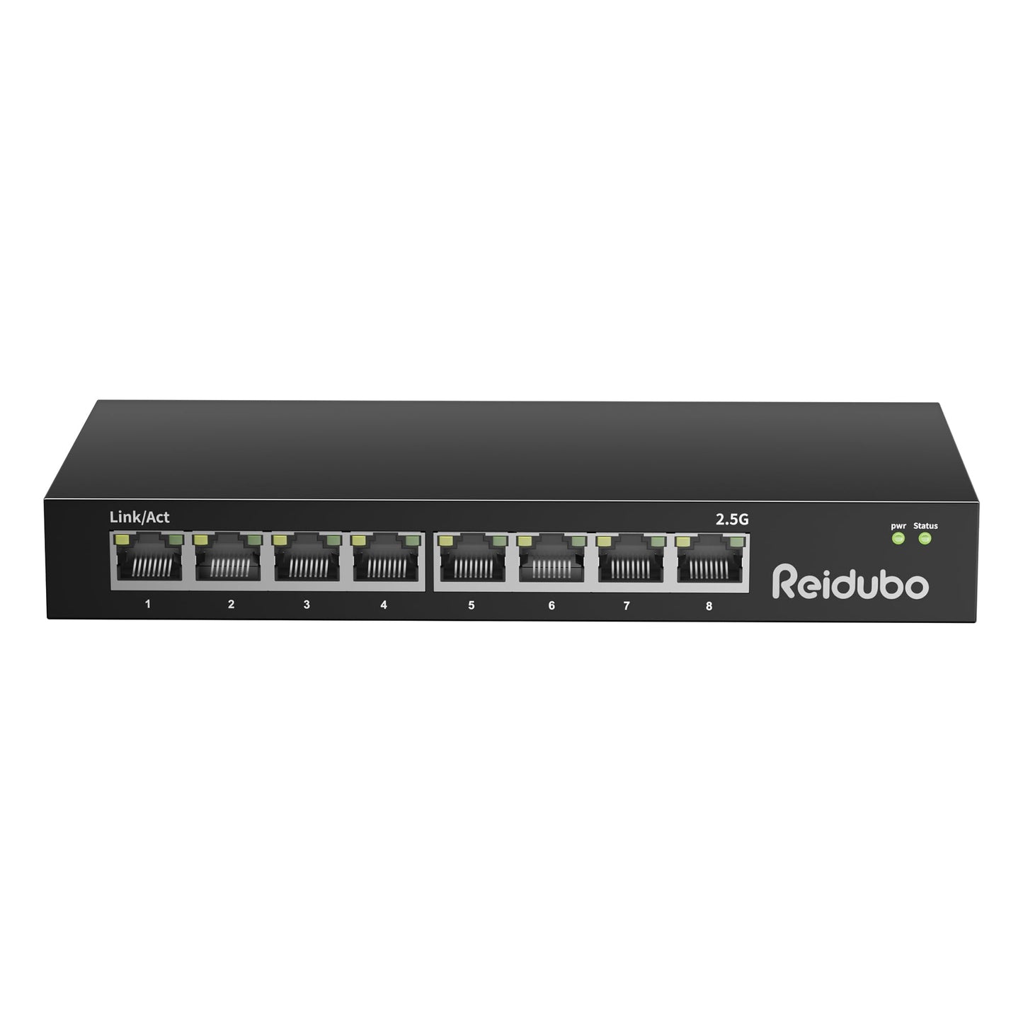Reidubo Ethernet Switch Unmanaged, 8 Port 2.5gb Switch, 60Gbps Switching Capacity, Ideal for 2.5Gbps NAS/PC, 4K Video, Game Console, AP, Desktop Wall