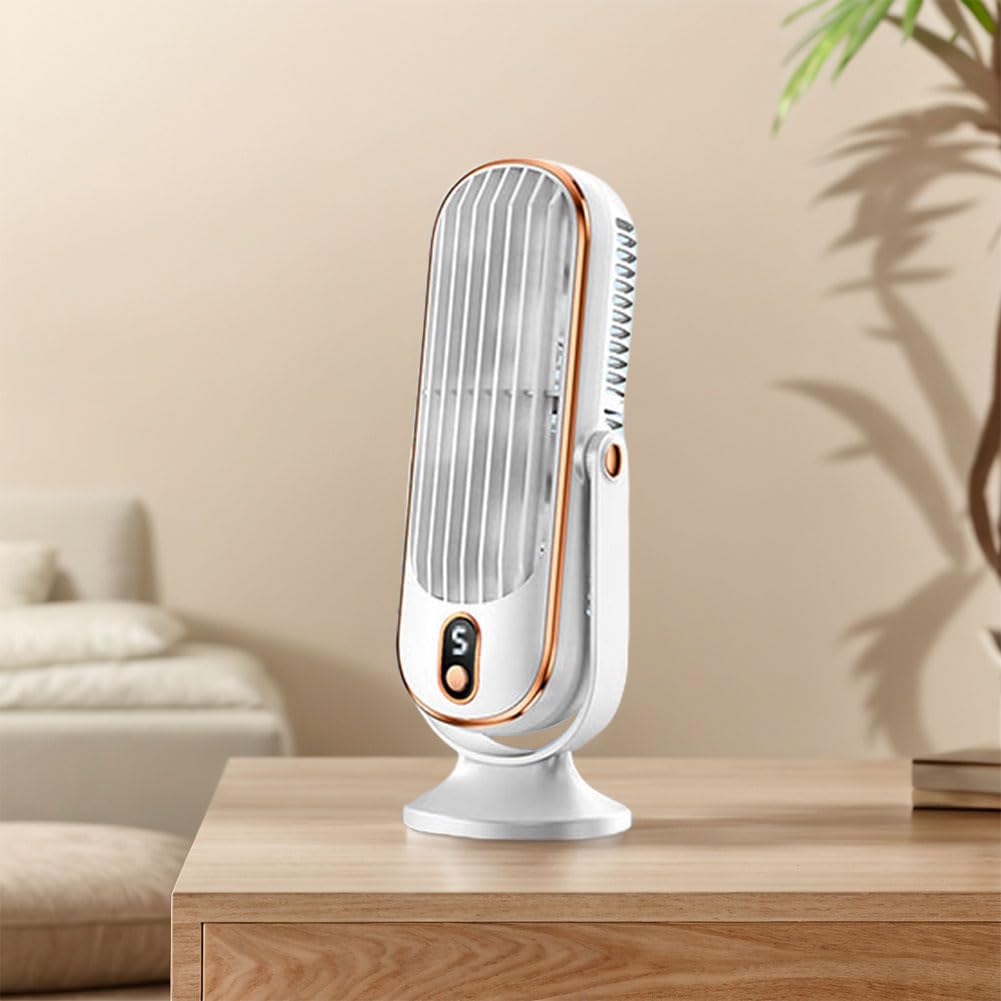 HatLeb Portable Desktop Fan 5 Speeds Quiet Desk Cooling Fan for Bedroom Office (White)