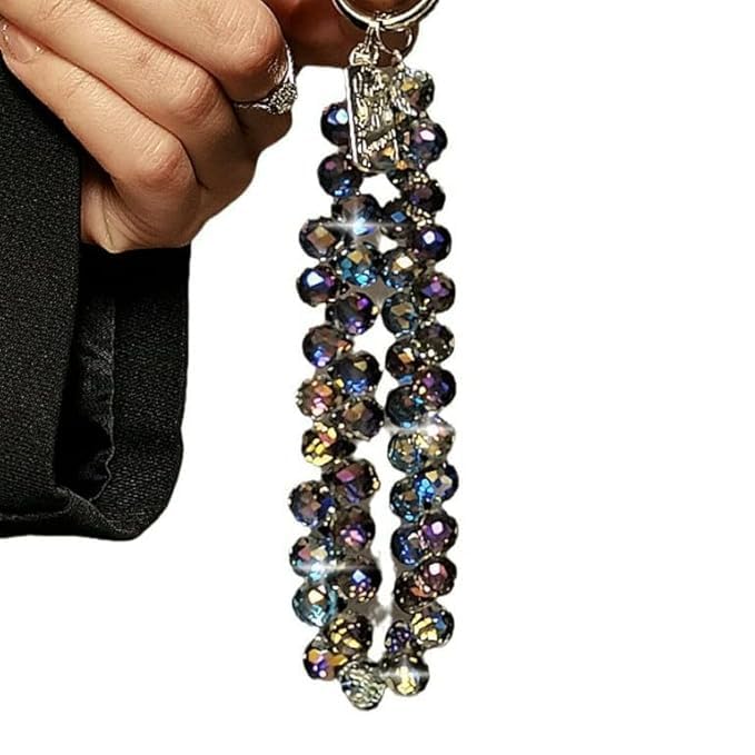 Prifremi Crystal Phone Wrist Strap Phone Charm Chain Keychain Beaded Cellphone Lanyard with Tether Tab Hands-Free Wristlet Bracelet Wrist Grip Strap