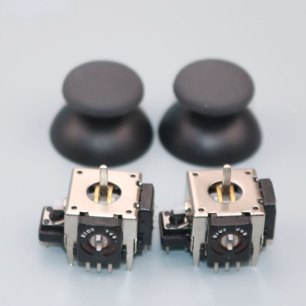 2pcs Set Metal Joystick with Analog Stick Cap for PS2 Playstation2 Small Hole Only Controller 3D Analog Joystick Repair Parts (2 Set Cap