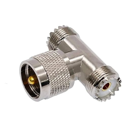 UHF Male to UHF Female Tee Connectors, GDQLCNXB PL259 Tee Connector pl259 Coaxial Cable Adapters SO239 Splitter for Ham Radio CB Antenna 1Pack