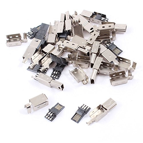 uxcell a14061000ux0407 Mini USB 5 Pin Male Jack Connector Solder Adapter w Cover (Pack of 15)