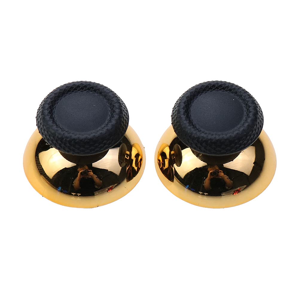 2PCS Analog Thumbstick Cover Case Thumb Grip Stick Joystick Cap Mushroom Cap for PS5 Controller DualSense 5 Module (Chrome Gold)