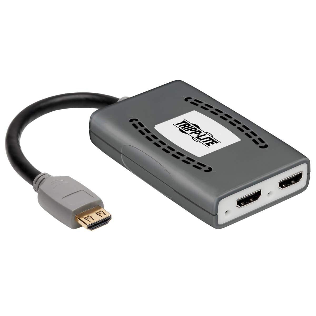 Tripp Lite HDMI Splitter, 2 Port with Built-in Cable USB Powered HDMI Splitter, 4K @ 60 Hz, 4:4:4, Multi-Resolution Support, HDR, HDCP 2.2, TAA