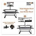 Monitor Mount with Single and Dual Monitor Arm Components, Attaches Using Grommet or Clamp Fixture, VESA Bracket, Black, Victor DC002