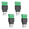 WMYCONGCONG 4 PCS USB 2.0 Type A Male Female to 5 Pin Female Bolt Screw w/Shield Terminal Plug Adapter Connector Converter