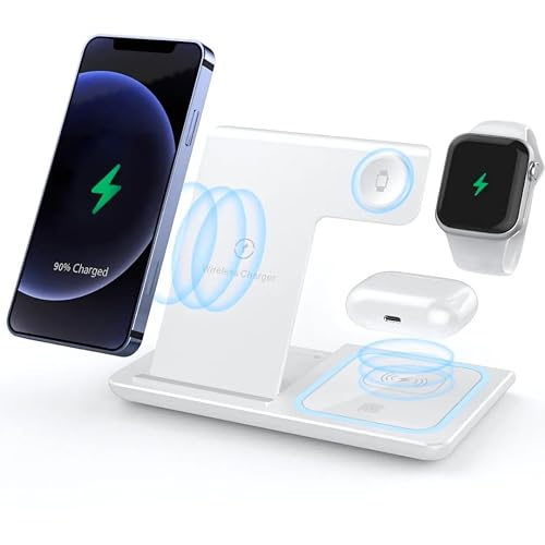 15W Foldable Travel Wireless Fast Charger for Apple | Charging Station 3 in 1 Charging for iPhone17 16 16E 15 14 13 12, Apple Watch 11 10 9 8 7 6 5 4