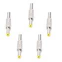 WSDMAVIS 5 Pcs DC Power Connector 5.5mm x 2.5mm DC Power Plug Male Metal Connector Adapter with Yellow Head