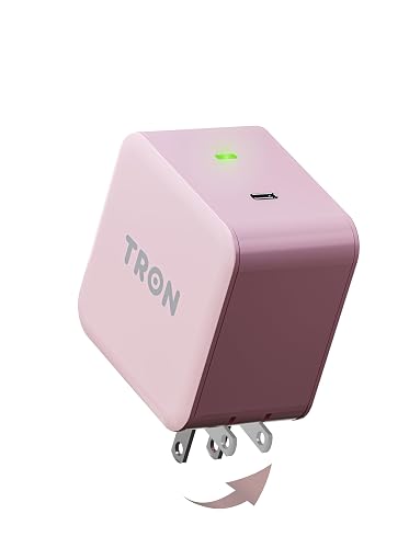 Tron 25W Power Adapter, Black, High-Powered USB Type-C Charging Adapter, Perfect for Home, Office or On-The-Go Use (Pink)