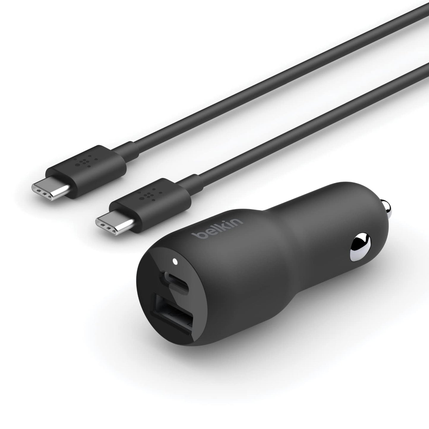 Belkin 37W Dual Port Fast Car Charger with 3.3ft USB-C Cable Included, USB-C 25W PPS Port and USB-A 12W Port for Galaxy S23, S23+, Ultra, Note20