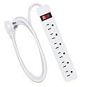 EXTRASTAR 6 Outlets Power Strip, 6 Ft Extension Cord 1875W,15A Build-in Circuit Breaker, Mountable, Thin Flat Plug, Desktop Charging Station for Home
