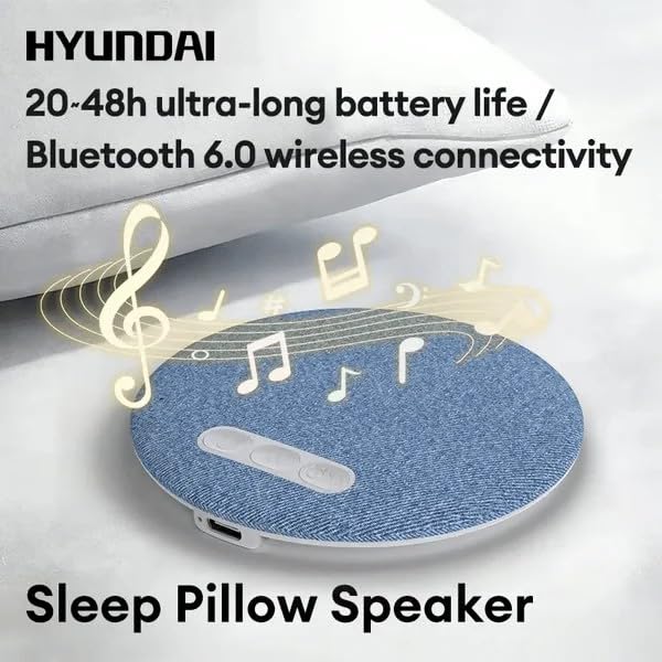 Ultra-Thin Bluetooth Pillow Speaker with Bluetooth 6.0 - Bone Conduction Technology, Flat Under Pillow CD Player with White Noise & Sleep Timer