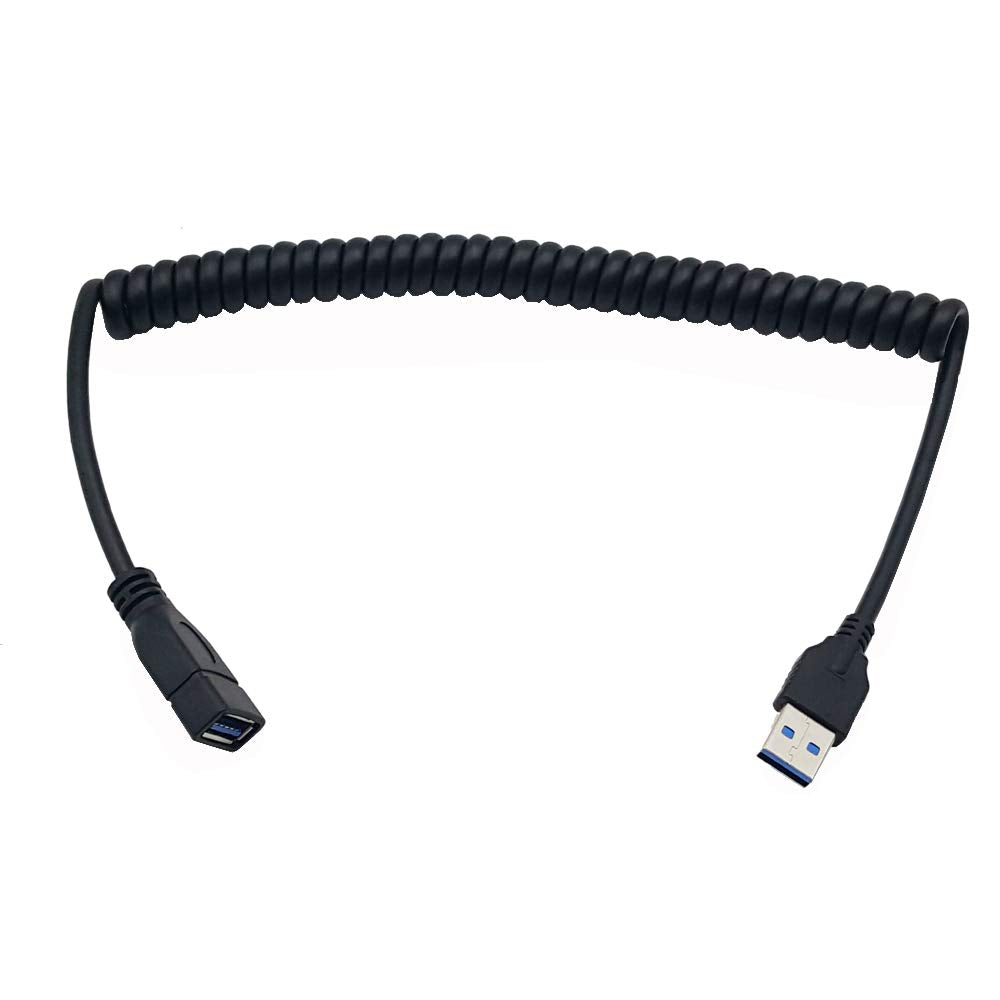 Seadream High Speed USB 3.0 Male to Female Retractable Spring Coiled Extension Cable,Stretched Length About 5Feet