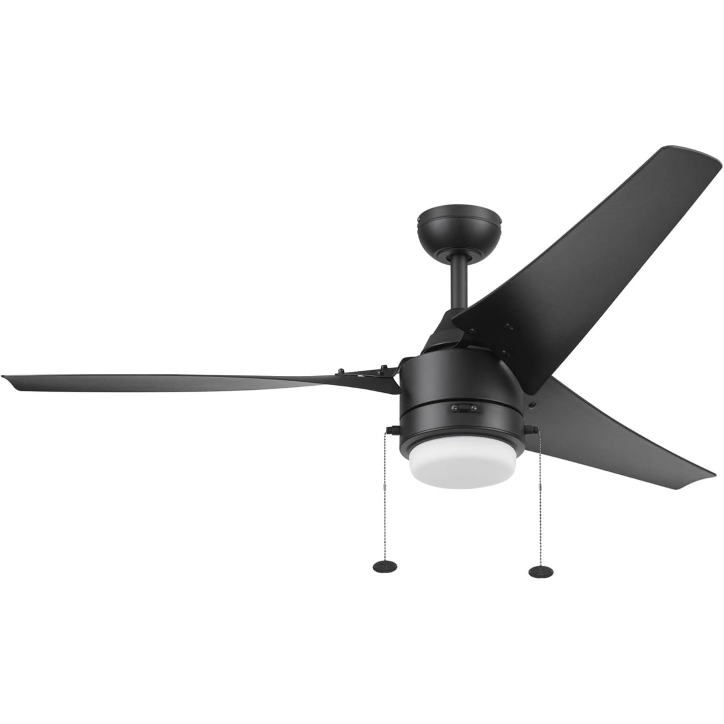 Prominence Home Teo 56" LED Indoor Outdoor Ceiling Fan with Light, Matte Black - Wet Rated Dual Mounting Fan with Pull Chain and Reversible Airflow