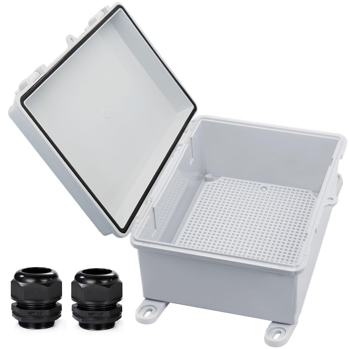 YETLEBOX Waterproof Outdoor Electrical Box Junction Box Weatherproof IP67 ABS Plastic Enclosure Switch Router Project Box with Mounting Plate