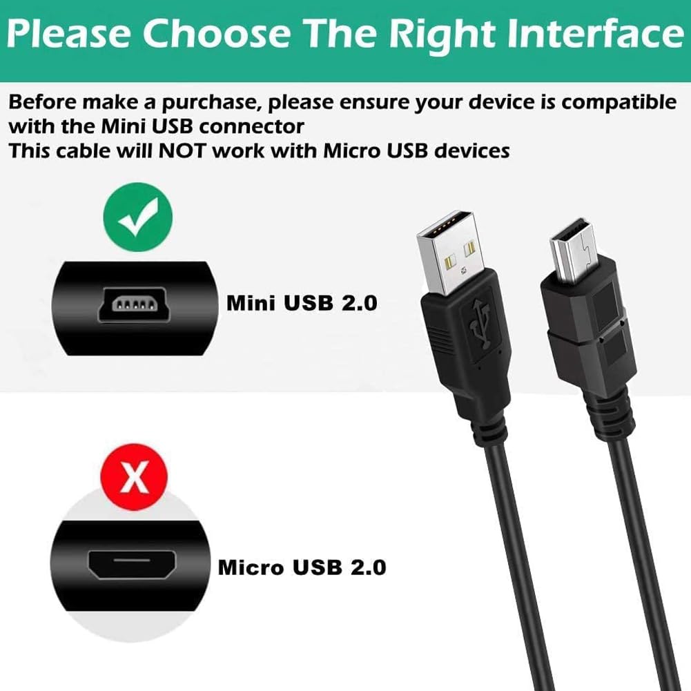 BATSOEASY 10ft Mini USB Cable, 2 Pack 10ft USB 2.0 to Mini B Charger Cable Charging Data Cord Compatible with PS3 Controller, MP3 Player, Digital