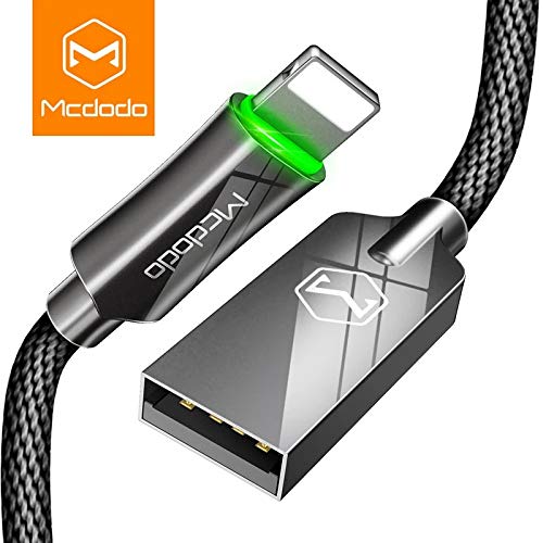 mcdodo (3 Pack + iPhone Bag) Upgraded Power Off Smart LED Auto Disconnect Nylon Braided Sync Charge USB Data 6FT/1.8M Cable Compatible Phone/Pad…