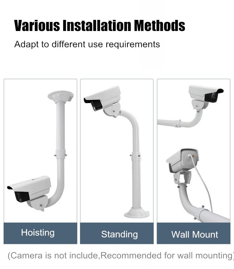 V-Fiabilidad J-Shaped Security Camera Mounting Bracket Extender Pole,30-60cm Adjustable Ceiling Mount Bracket for CCTV Surveillance Camera