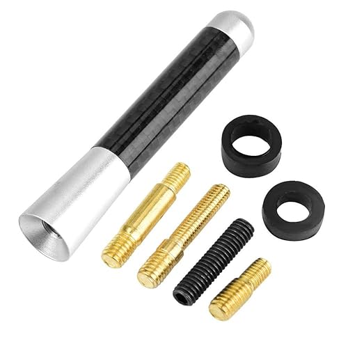 Acouto Car Antenna 3 Inch Carbon Fiber Universal Car Modification Screw Radio Antenna Short Car Antenna Aerial Replacement (Silver)