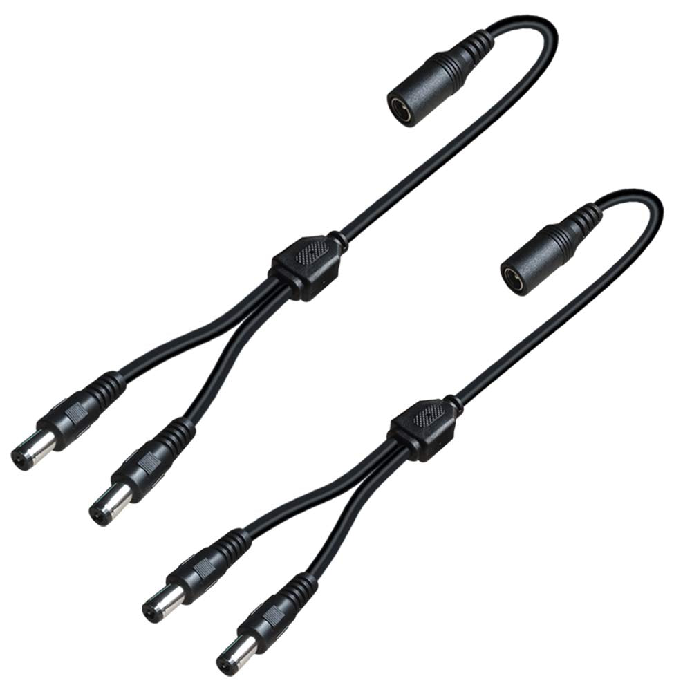 2 Pack DC Power 1 Female to 2 Male 5.5mm x 2.1mm DC Power Supply Splitter Cord for Surveillance Camera Cable Barrel Plug,Y Splitter Adapter Wire,2 Way