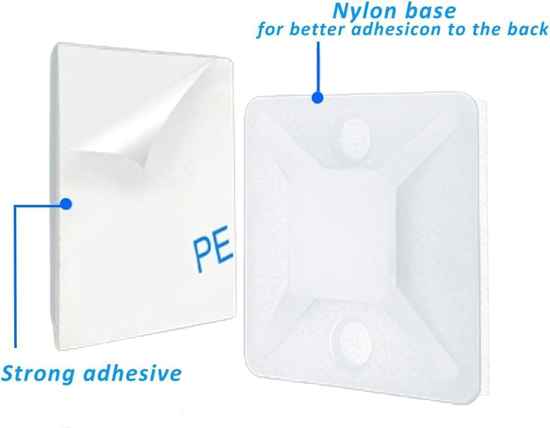 3/4" Zip Tie Mounts - 240PCS Self Adhesive Cable Tie Mounts Wire Cable Anchors Squares Holders for Cable Management Outdoor Indoor (240PCS- 3/4INCH