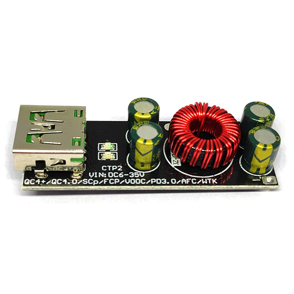 JacobsParts 60W 6-35V DC to USB Type C PD 3.0 QC4+ & Type A QC3.0 DC Fast Charge 12V 24V Step-Down Power Module