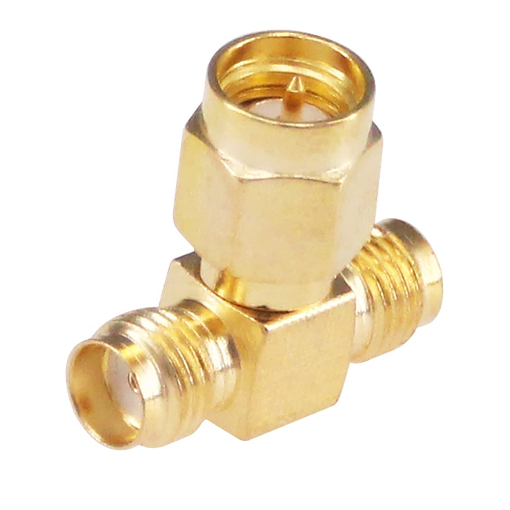 RFaha 4pcs Antenna Adapter SMA Male to Dual SMA Female Connector T Type 3 Way Splitter Antenna Converter(NOT for TV)(F06-4)