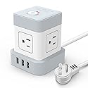 Baykul Power Strip with USB, 4 Outlet 3 USB Ports (3 USB-A) Power Strip Cube, 10 ft Extension Cord, Flat Plug Surge Protector, Kitchen, Home, Office
