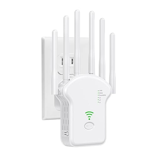 Niuluze WiFi Extenders Signal Booster for Home, Coverage up to 8000 sq.ft, Wireless Internet Repeater 300Mbps, Ethernet Port, 5 Modes, 6 Antennas 360