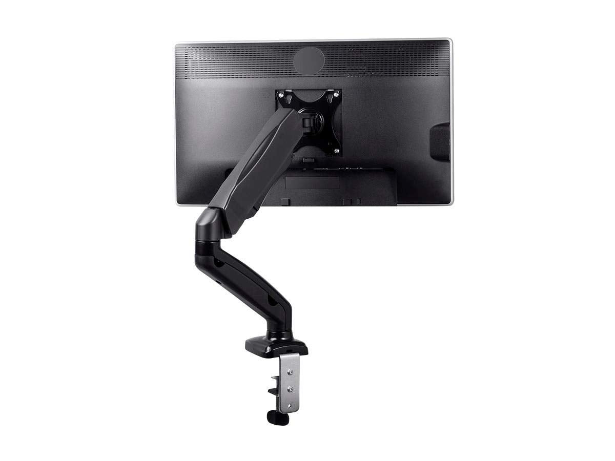 Monoprice Smooth Full Motion Single Monitor Adjustable Gas Spring Desk Mount - for Smaller Screens, Up to 27in Monitors, 14.3 LBS Display Weight