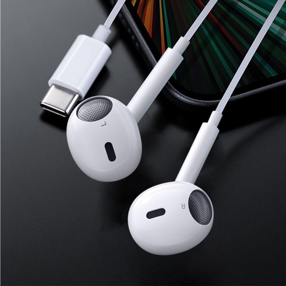 Type C Earphones for iPhone 15 15 Pro 15 Pro Max 16 16 Pro 16 Pro Max 17 17 Pro 17 Pro MaxHeadphones Wired, Stereo in Ear Earbuds Compatible with Most