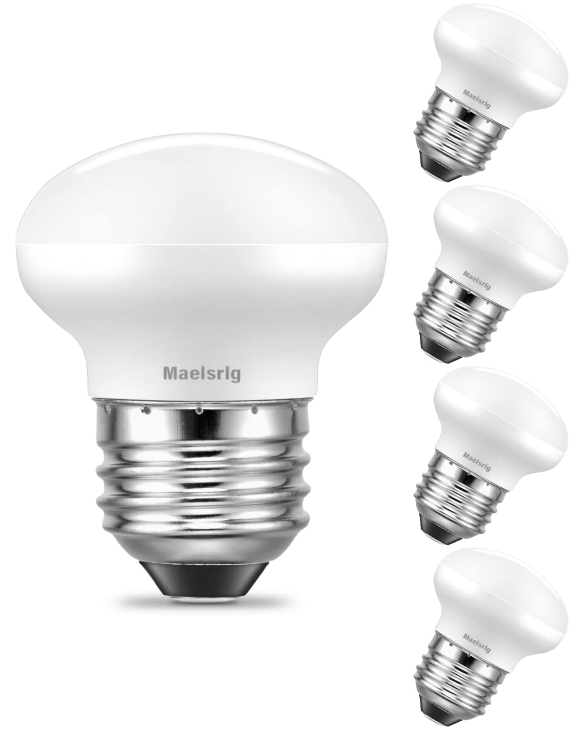 Maelsrlg R14 LED Bulb 4W(40W Equivalent) Mini Reflector Flood Light Bulbs 2700K Soft White, Curio Cabinet Light Bulb, Non-Dimmable, E26 Base Short