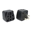2-Pack ALINNA US Travel Plug Adapter, EU to US Plug Adapter, Universal EU UK AU CN JP to USA (Type B), Grounded 3 Prong USA Wall Plug Adaptor Outlet…
