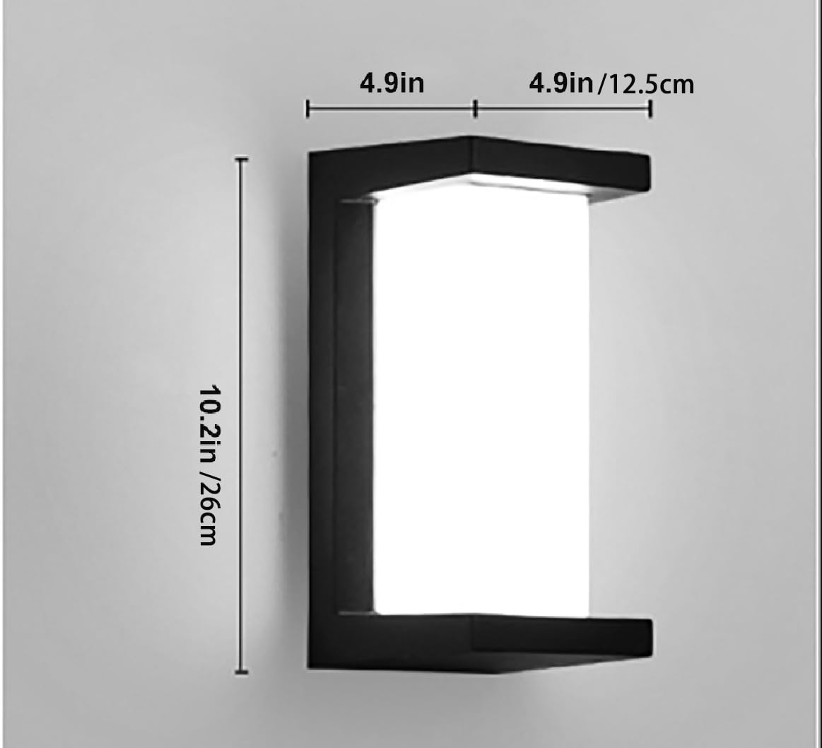 18W Dimmable LED Outdoor Wall Sconce with Remote Control, IP65 Waterproof Exterior Porch Light, 3000K-6500K Adjustable Color Temperature, Black