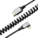 Seadream 4K Micro HDMI to HDMI Coiled Cable;Right Angled Coiled Spring Micro HDMI to Full HDMI Male to Male Cable - Stretched Length 50cm to 240cm